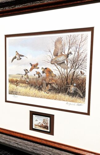 Maynard Reece 1984 International Quail Foundation Stamp Print With Stamp Framed - Bild 5 von 7
