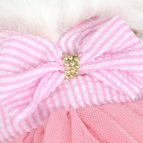 Dog Sling Dress Summer Sweet Skirt Pet Parties Wedding Dresses with Bowknots - Picture 9 of 15