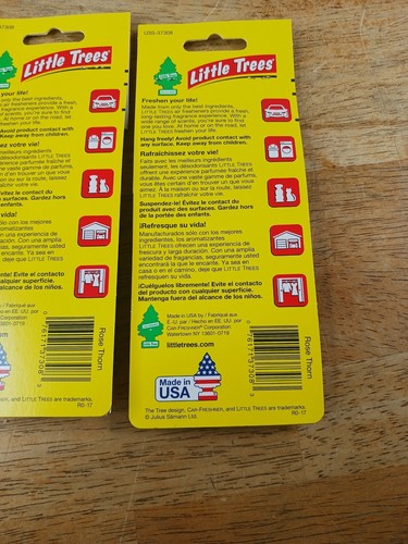 6 Little Trees Rose Thorn Scent Car Air Freshener Multicolored 2 Packs Of 3 - Picture 10 of 12
