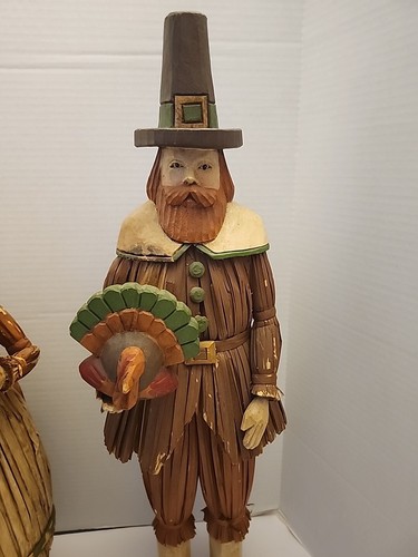 SELTEN Erntedank Ernte Mais Schale Pilger Truthahn Kürbis Mann und Frau - Bild 3 von 5