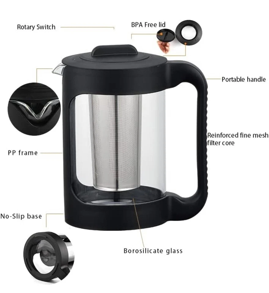 Cafetera fría Senzokan - Filtro de acero inoxidable de alta resistencia Foto 3 de 4