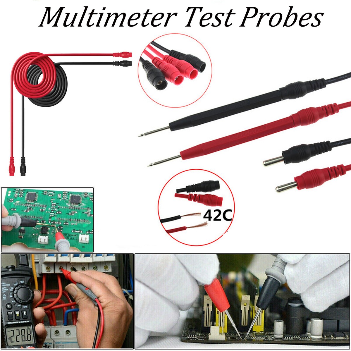 Medidor multímetro digital cable de sonda universal cables de prueba para medidor de voltios