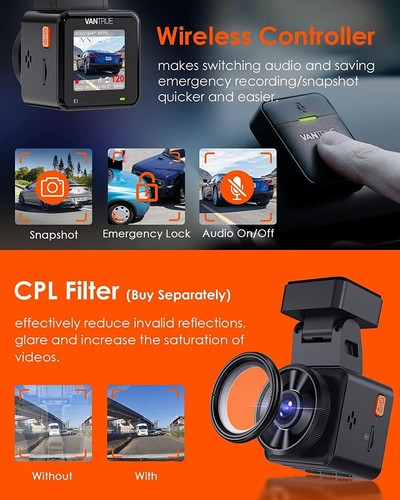 Vantrue E1 2.5K WiFi Mini Dash Cam w/GPS, Parking Mode, Supports 512GB (E1) - Picture 7 of 9