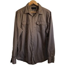 Western Cowboy Cotton Long Sleeves Snap Men  s Shirt Brown Classic Style