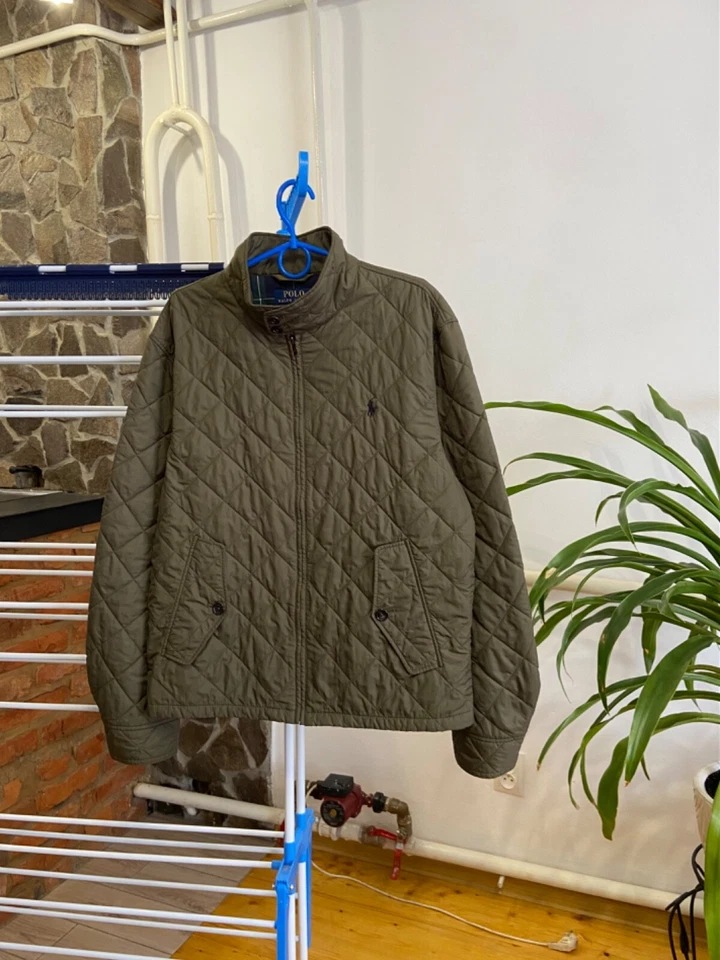 Polo Ralph Lauren Barracuda Quilted Jacket Chin Strap Flannel Lined Preppy Sz L - Image 2 of 4