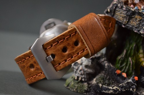 PULSERA RELOJ 26 24 22MM BUZO MARRÓN AUTÉNTICO VINTAGE CUERO MA CORREA PARA PANERAI ETC - Imagen 5 de 12