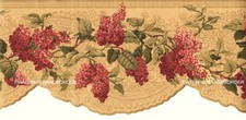 Victorian Gold Lace Scalloped Burgundy Pink Floral Scroll Leaf Wallpaper Border