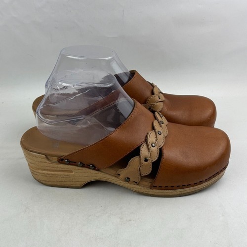 Dansko Sherise Mule Clog Womens EU 40 US 10-10.5 Light Brown Leather Braid Stud - Picture 2 of 12