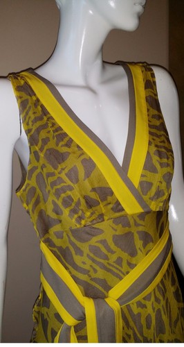 Catherine Malandrino Sheer and Silk Yellow Sz 12 Dress New - Picture 4 of 4