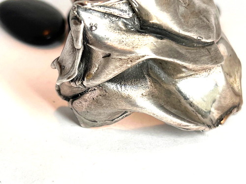 Vintage artist signed cuff bracelet 925 silver heavy brutalist form folding S. - Picture 3 of 17