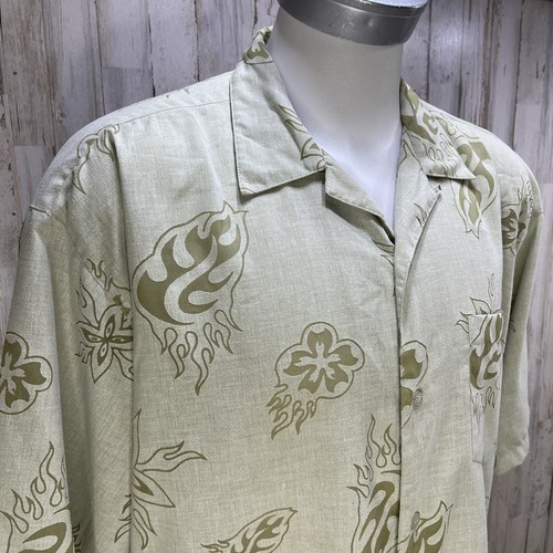 Pineapple Connection Hawaiian Floral Shirt Green Size XL Poly Blend S7 - Picture 5 of 9