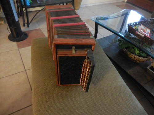 Antique all Wooden33 button Accordion Designed & Build by Max Bolete, 1800's - Picture 9 of 12
