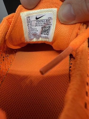 Nike Air Max Flyknit Racer NN Orange Sneakers Size 9.5 FD0762-800 - Picture 7 of 8