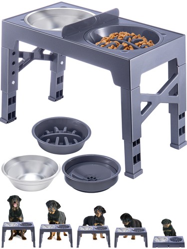 Large Dog Food Feeding Stand Station Stainless Steel Double Raised Bowls Feeding - Picture 14 of 14