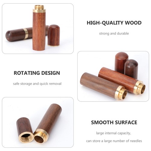 Estuche de almacenamiento para tejer con soporte de aguja portátil de madera de 2 piezas tubo contenedor - Imagen 8 de 12