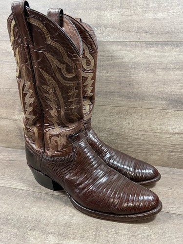 Justin echte Eidechsenhaut Western Cowboystiefel hergestellt in den USA braun Herrengröße 9,5 D - Bild 13 von 14