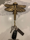 Hestia Resin Gold Metalic Dragonfly Wall Hook 24cm very large key coat. hook
