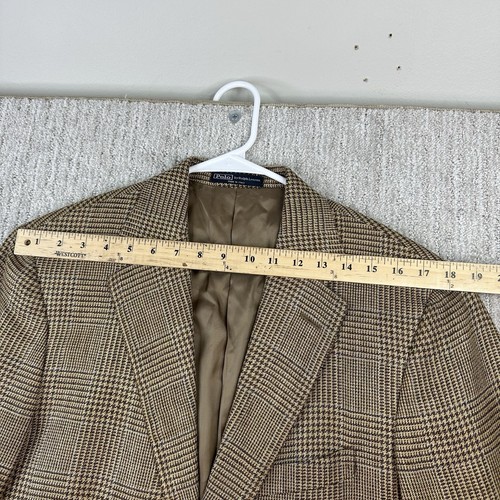 VTG Polo Ralph Lauren Suit Jacket Blazer 42 L Silk Flax Wool Italy Houndstooth - Picture 12 of 14