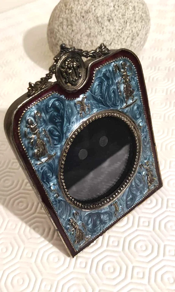 petit cadre photo ancien en bronze vitre en verre vintage - Photo 4/4