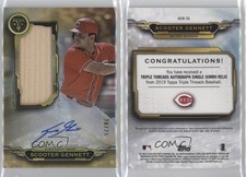 2019 Topps Triple Threads Single Jumbo Relics Gold /25 Scooter Gennett Auto