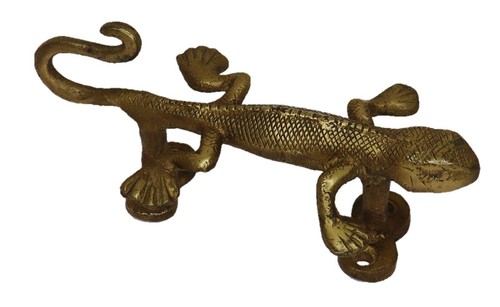 Lizard Shape Antique Style Handmade Brass Door Handle Wall Hanger Cloth Hook - Picture 2 of 9