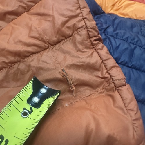 Cotopaxi Men's Fuego Down Puffer Hooded Jacket Size Medium Blue Orange Yellow - Picture 5 of 11