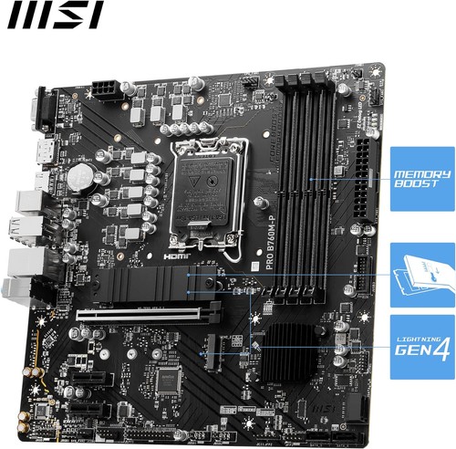MSI PRO B760M-P Mainboard Intel Sockel 1700 Intel B760 USB 3.2 DDR5 PCIe 4.0 M.2 - Bild 3 von 6