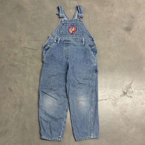 Vintage 90s Space Jam Overalls Denim Bibs Girls Size 7