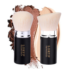 Retractable Makeup Brush Matte Black Kabuki Foundation Brush for Liquid Cream an