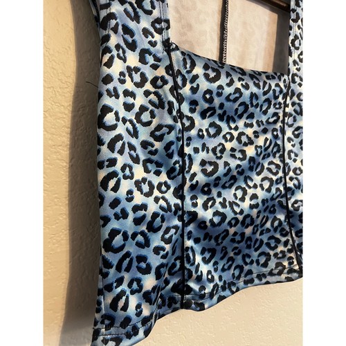 Delia’s Y2K 90s Leopard Print Corset Stretch Tank Top Blue Small - Picture 5 of 6