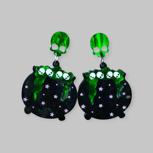 Neu ohne Etikett Erstwilder Designer-Stil Totenkopf Hexenkessel Acryl Ohrhänger