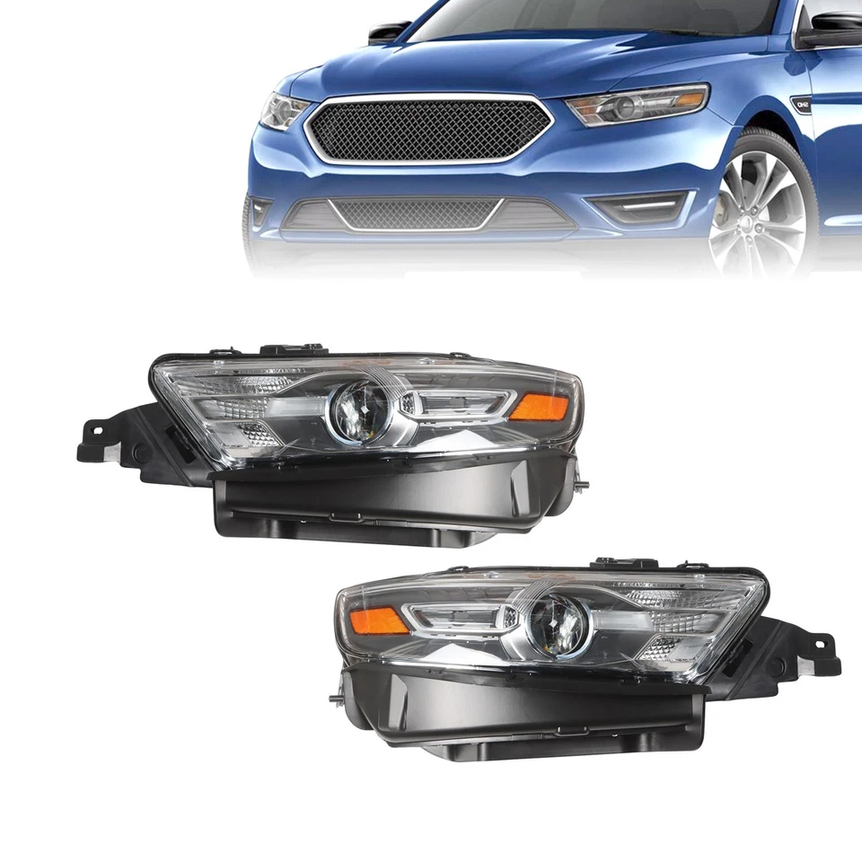 Par de faros halógenos proyectores grises diestros y diestros para Ford Taurus 2013-2019 Foto 2 de 4