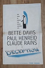 DECEPTION, Pressbook, Uncut, Bette Davis, 1946