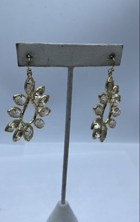 Kendra Scott Gold Tone Clear Stone Floral Dangle Earrings 18.2g