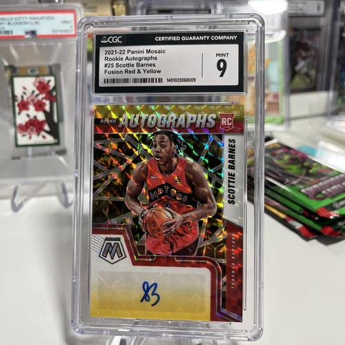 2021 Panini Mosaic Scottie Barnes Choice Red Yellow Fusion RC Rookie Auto CGC  9
