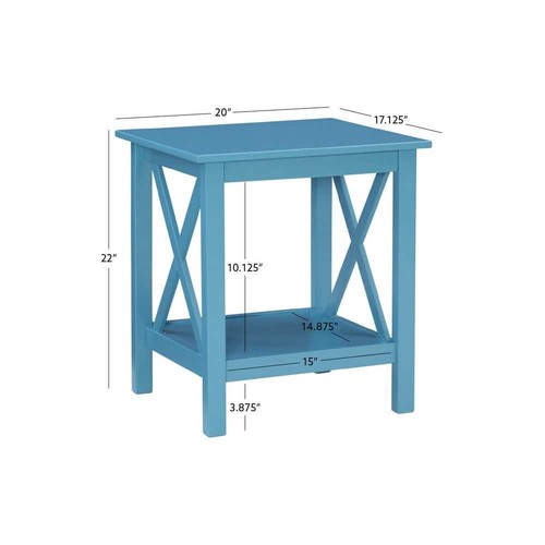Linon Home Decor Ramsey 20 pulgadas Mesa auxiliar de madera rectangular verde azulado con estante - Imagen 6 de 10