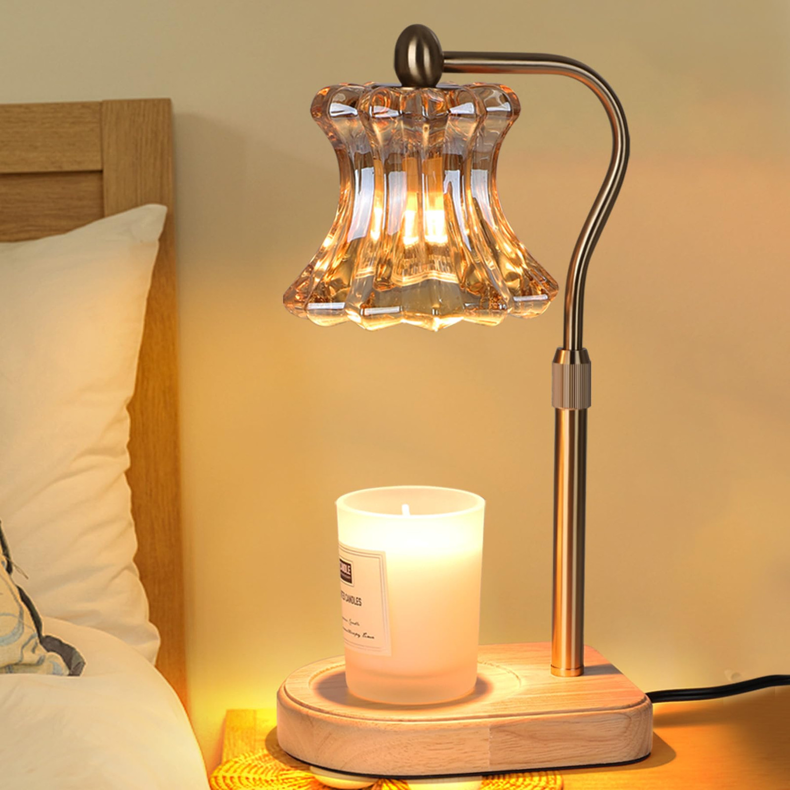 Dimmable Candle Warmer Lamp with Timer Adjustable Height 2 Bulbs