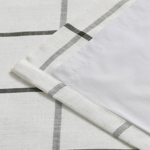 Black Plaid Linen Pinch Pleated Full Blackout Curtains Checkered Thermal Insu... - Picture 6 of 6