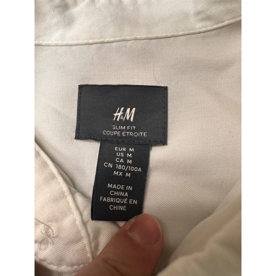 Camisa H&M Calce Ajustado Blanca Camisa Abotonada Mujeres Mediana Manga Larga Prendas para el torso Lyocell Foto 4 de 4