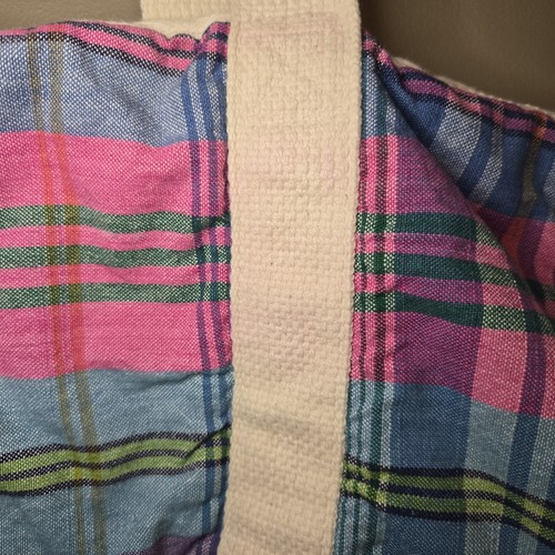 Borsa vintage Eddie Bauer 100% cotone Madras tela a quadri aperta da esterno rara - Foto 8 di 12