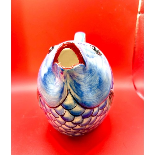 Vintage Andrea By Sadek Koi Green Red Fish Water Pitcher - Picture 3 of 8