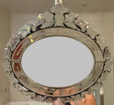 Oval Vintage Venetian Hand Etched Wall Mirror