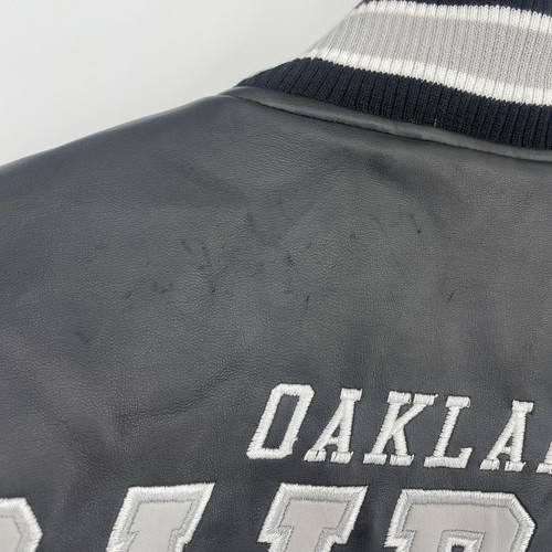 Vintage Raiders NFL Licensed Embroidered Faux Leather Football Jacket G-IIl Sz L - Picture 8 of 14