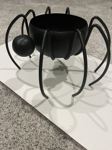 Halloween Black Metal Spider Candy Bowl Candle Holder Spooky Decor 6.5” Tall - Picture 3 of 4