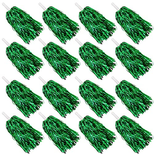 16PCS Cheerleading Pom Poms Metallic Foil Plastic Pom Poms with Baton Handle - Picture 6 of 7