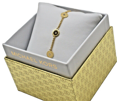 Michael Kors Pave Logo Chain Bracelet Goldtone New in Box!