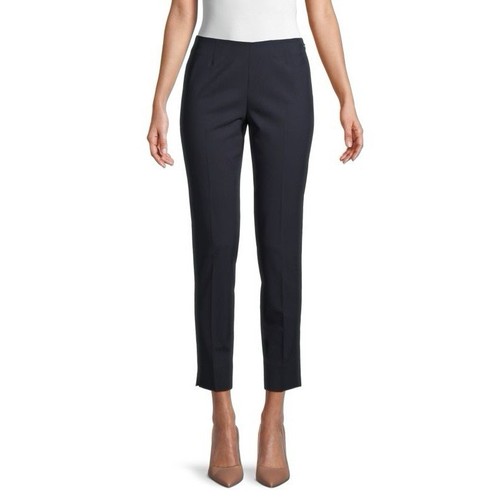 Theory Belisa Cropped Ankle Straight Leg Black Virgin Wool Trousers Size 10 - Picture 9 of 9