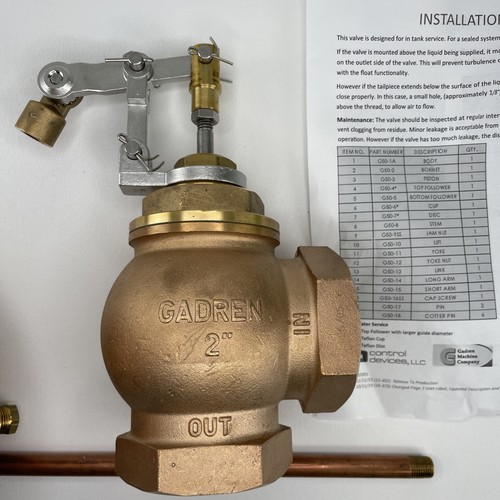 GRAINGER APPROVED ACF200 Float Valve for Water Assembly 2" FNPT, 20" Rod 52WY32 - Picture 2 of 5