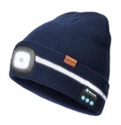 Reflective Stripe Bluetooth Beanie with a Light High Visibility Navy Blue