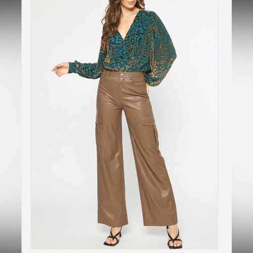 Entro Gr. Small Damen Samt Animal Print Body grün braun Druckknopfverschluss - Bild 5 von 11